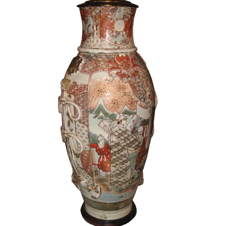 Monumental 19th Century Japanese Satsuma Lamp