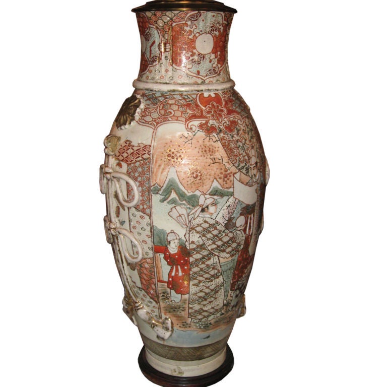 Monumental 19th Century Japanese Satsuma Lamp