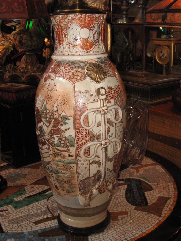 Gilt Monumental 19th Century Japanese Satsuma Lamp
