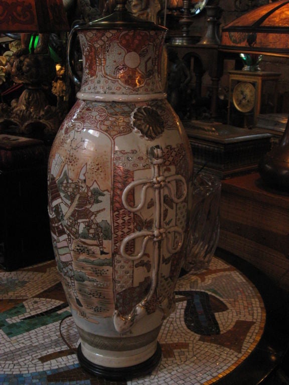 Monumental 19th Century Japanese Satsuma Lamp 1