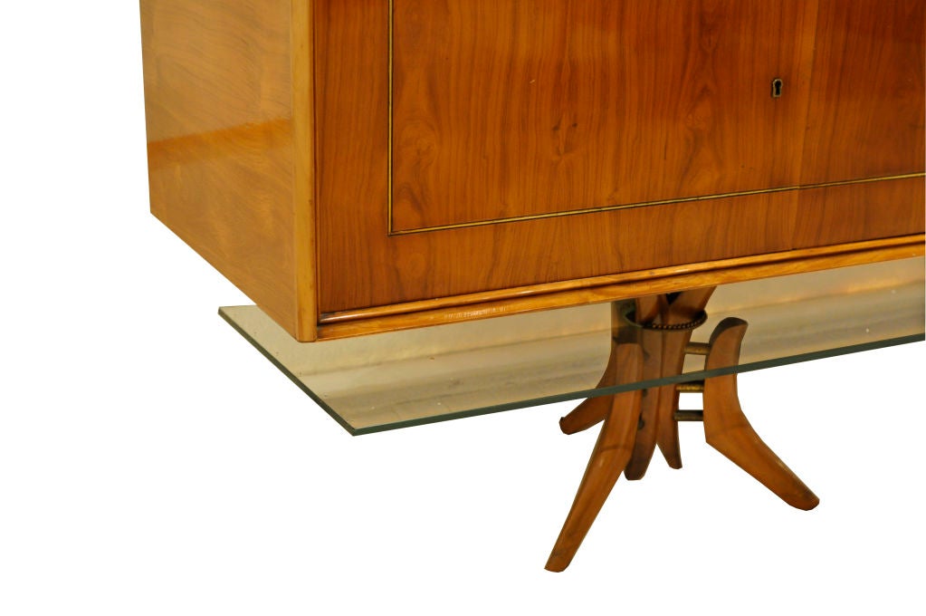 Mid-20th Century 1960's Sideboard in Caviuna Wood and Glass