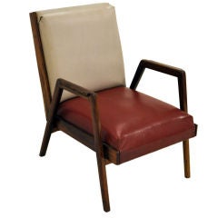 Pair of Red and Cream Leather Armchairs