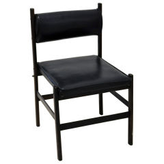 Set of Four Dining Chairs in Jacaranda and Black Leather