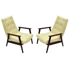 Pair of Armchair in Jacaranda with Off-White Upholstery by Gelli