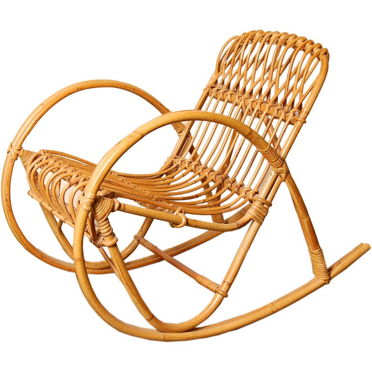 Italian Child's Wicker Rocking Chair at 1stDibs