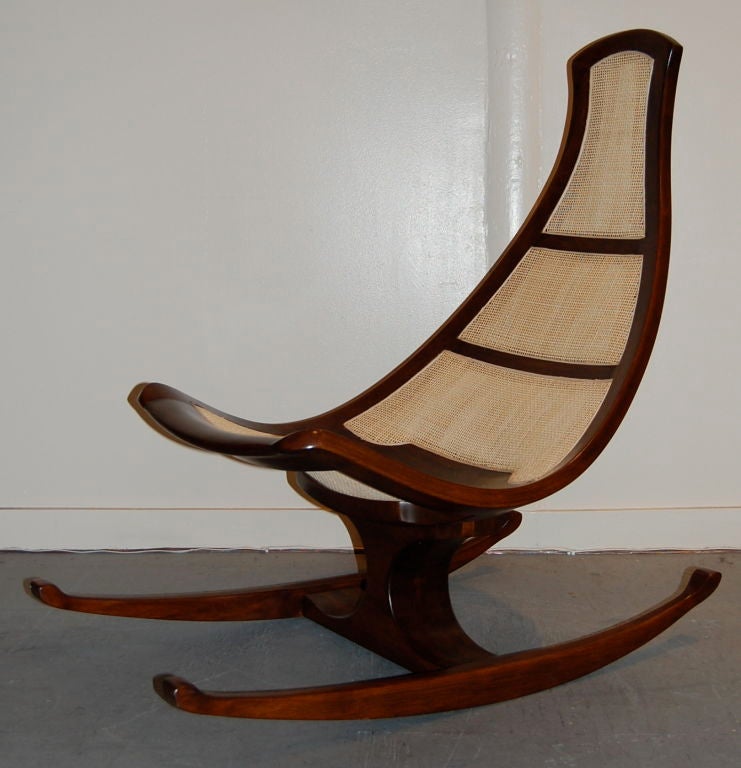 Custom hand crafted rocking chair, a very unusual and engaging design, blending both the organic and refined  with great success.