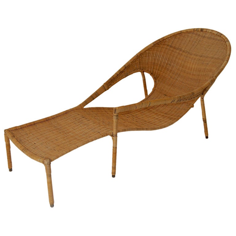Rattan Chaise Lounge by Francis Mair at 1stDibs