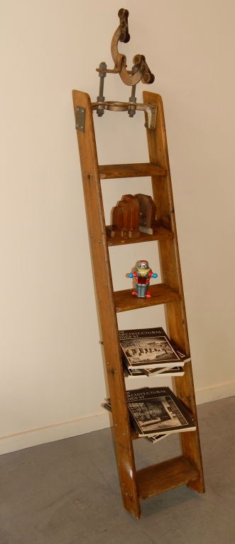 Oak Industrial Ladder Shelf