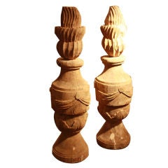 Large Carved Wood Architectural Finials