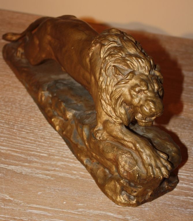 French Gilt-Brass Statue of Lion