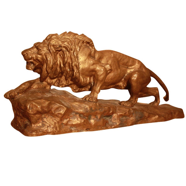 GiltBrass Statue of Lion For Sale at 1stdibs