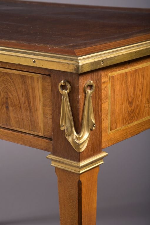 Bronze Louis XVI Ormolu-Mounted Tulipwood and Amaranth Bureau Plat For Sale