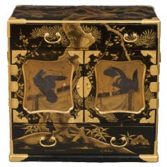 Japanese Gilt and Black Lacquered Storage Chest