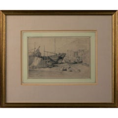 Drawing, Boat Scene by James Pyne, RA (1800-1870) 12