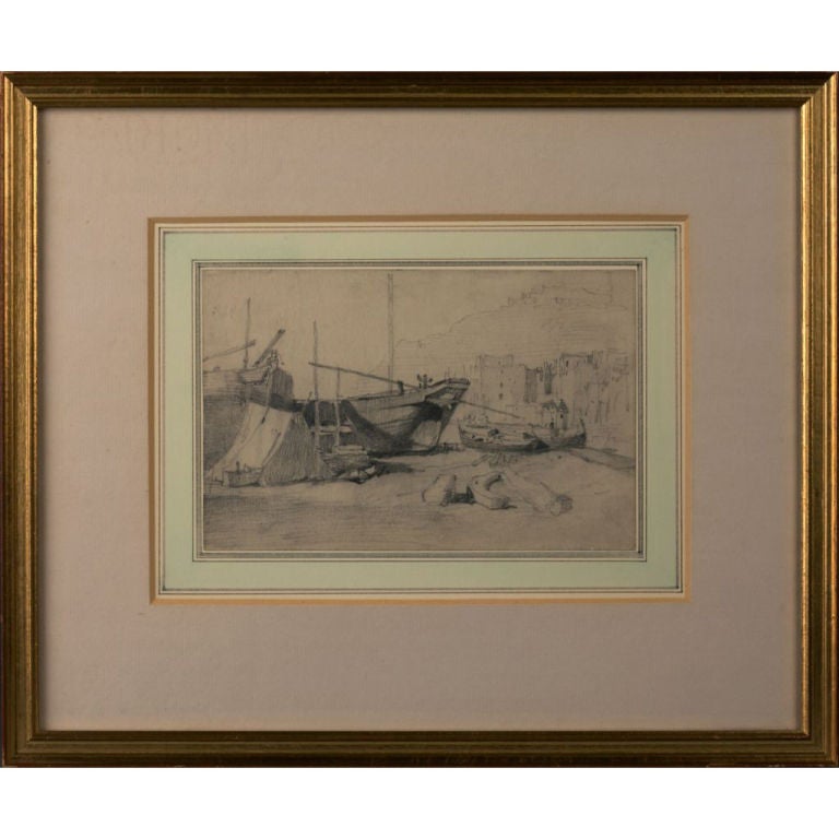 Drawing, Boat Scene by James Pyne, RA '1800-1870' For Sale