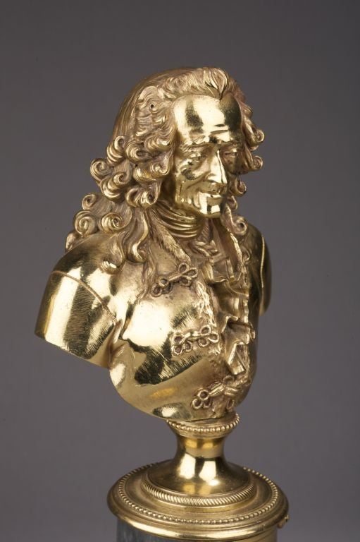 Pair of Louis XVI style Bronze Busts of Voltaire and Rousseau