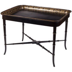 Victorian Gilt-Decorated Black Tray