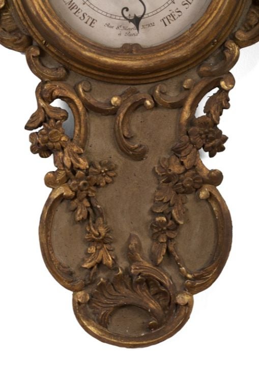 French Louis XV Parcel Gilt Barometer For Sale