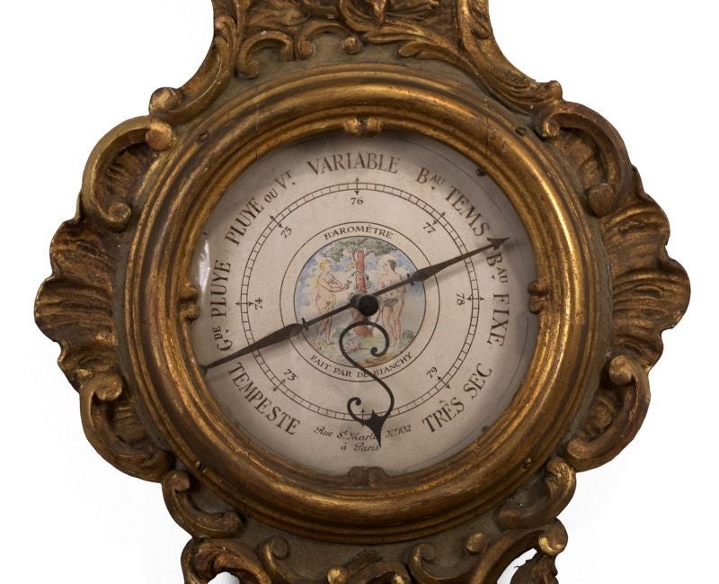 Louis XV Parcel Gilt Barometer In Fair Condition For Sale In Kittery Point, ME