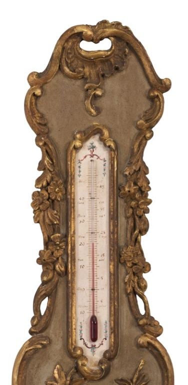 Wood Louis XV Parcel Gilt Barometer For Sale