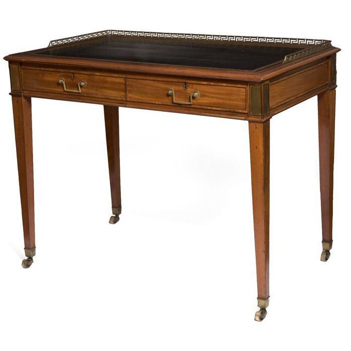 George III Brass-Mounted Mahogany Writing Table For Sale