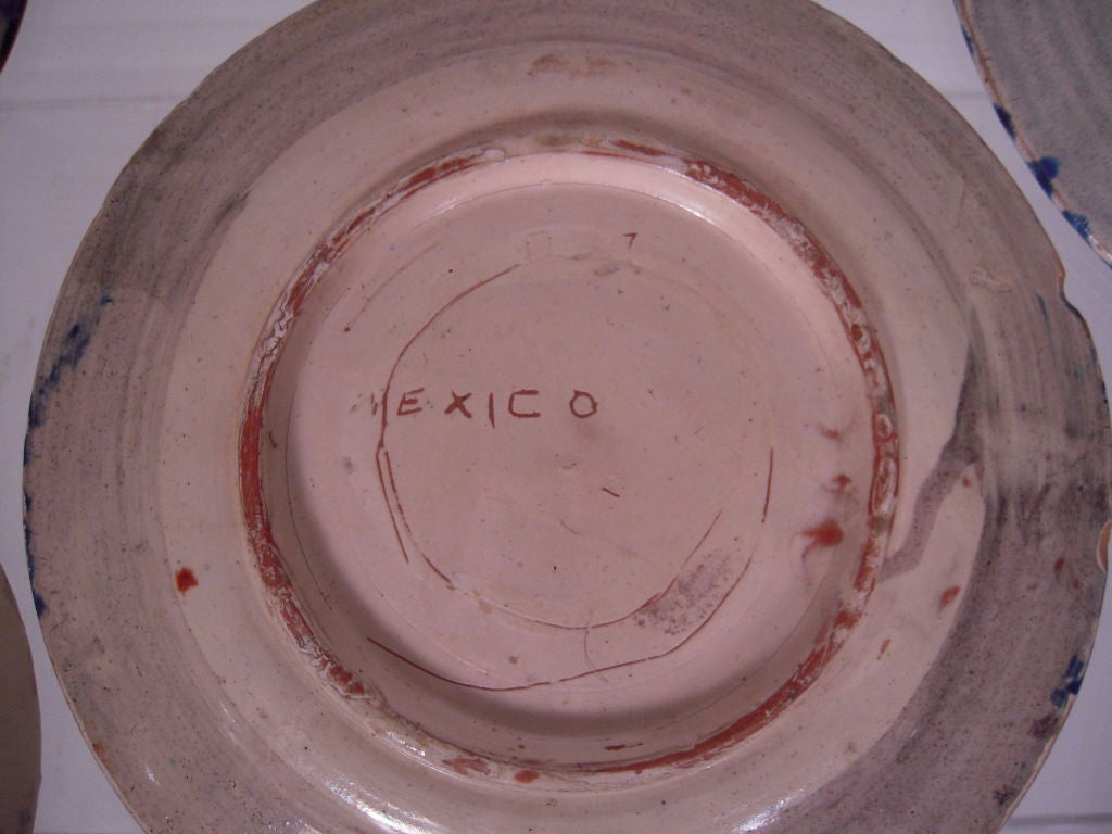 Earthenware COLLECTION OF 5 VINTAGE MEXICAN POTTERY PLATES FROM OAXACA
