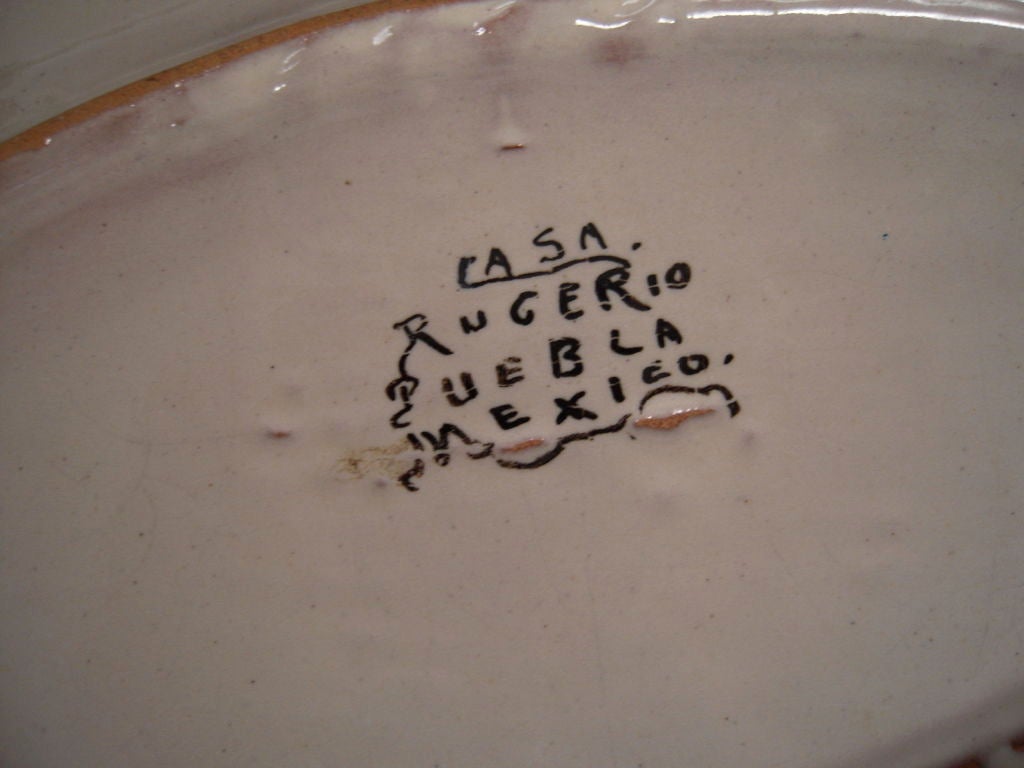 Hand-Painted VINTAGE MEXICAN 'TALAVERA' POTTERY PLATE AND PLATTER