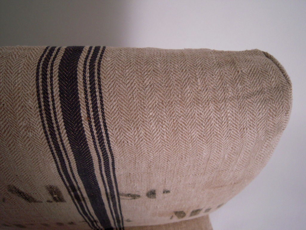 19TH CENTURY SLIPPER CHAIR WITH SWEDISH GRAIN SACK SLIP COVER 6