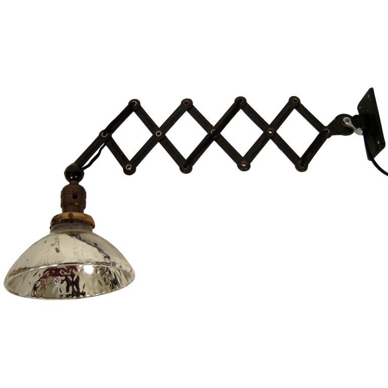 INDUSTRIAL FOLDING ACCORDION WALL LIGHT WITH MERCURY GLASS SHADE