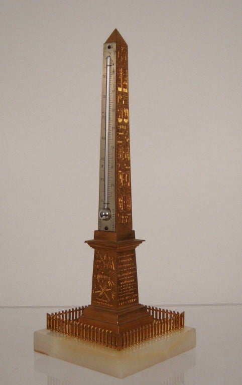 19th C. French Grand Tour Obelisk Of Luxor Thermometer 3