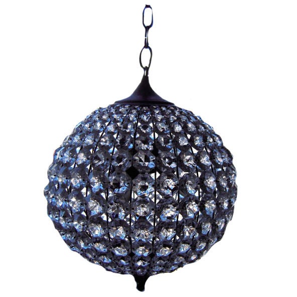 1950s BELGIAN CRYSTAL SPHERE CHANDELIER, 10 1/2" x 12 1/2"