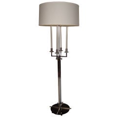 A LARGE LUCITE, CHROME AND ENAMEL PARZINGER STYLE FLOOR LAMP