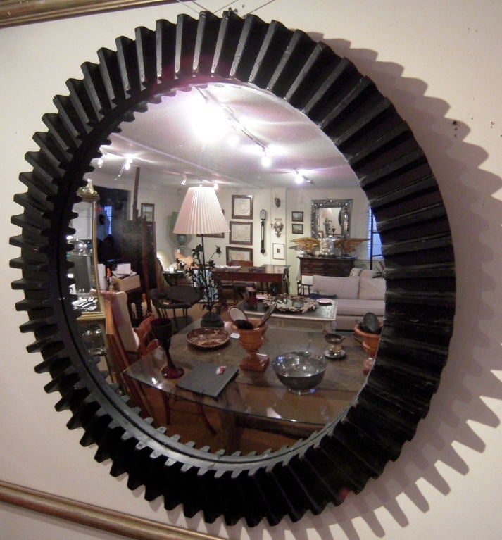 LARGE FOUNDRY PATTERN CONVEX MIRROR, 45" DIAMETER