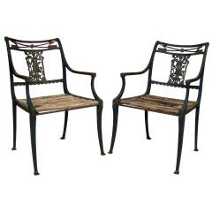 Antique PAIR OF NEOCLASSICAL GARDEN CHAIRS