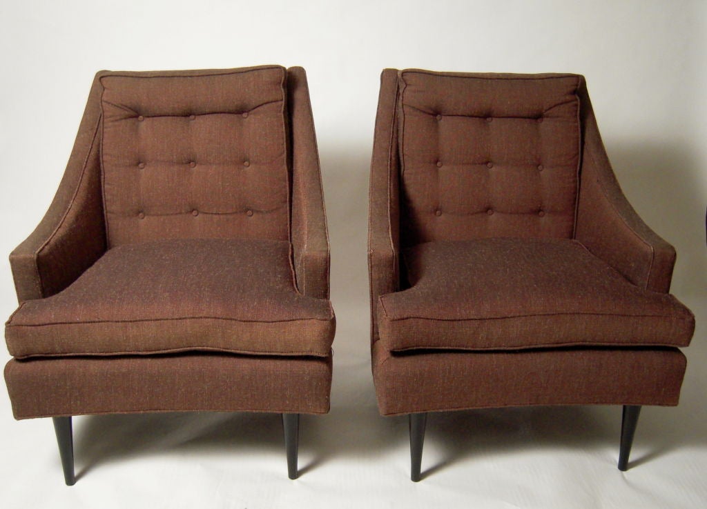 PAIR OF UPHOLSTERED CHAIRS, c. 1950s