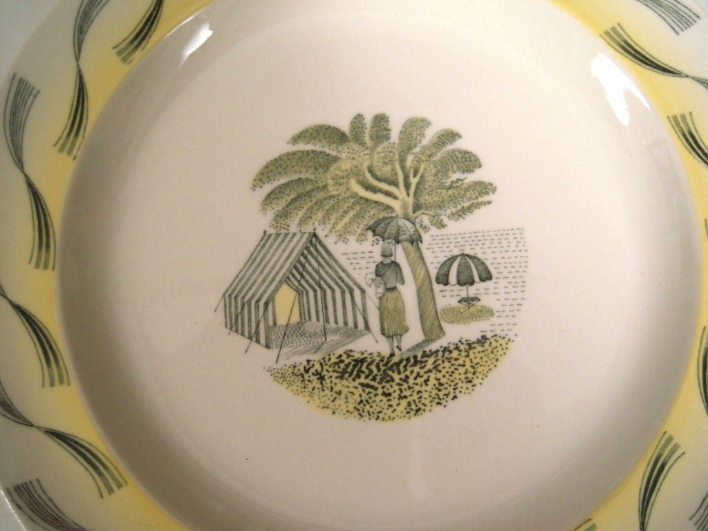 SELTENES ERIC RAVILIOUS FÜR WEDGWOOD GARDEN SERIES SERVICE FÜR 6 im Zustand „Hervorragend“ in Essex, MA
