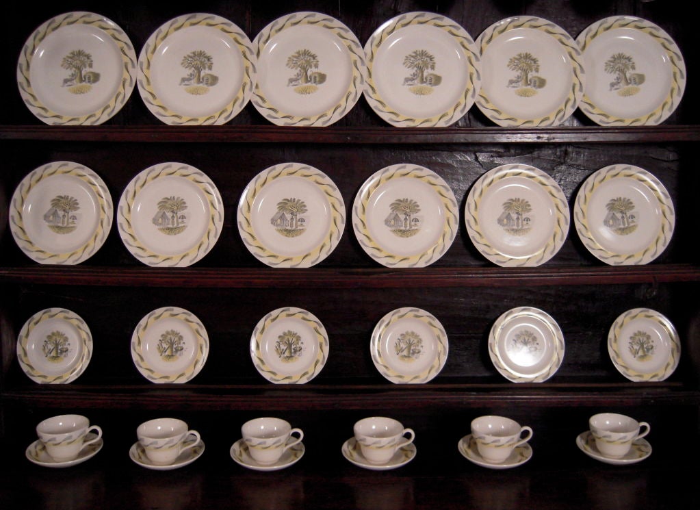 SELTENES ERIC RAVILIOUS FÜR WEDGWOOD GARDEN SERIES SERVICE FÜR 6 4