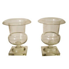 PAIR OF 19TH C NEOCLASSICAL CRYSTAL URNS