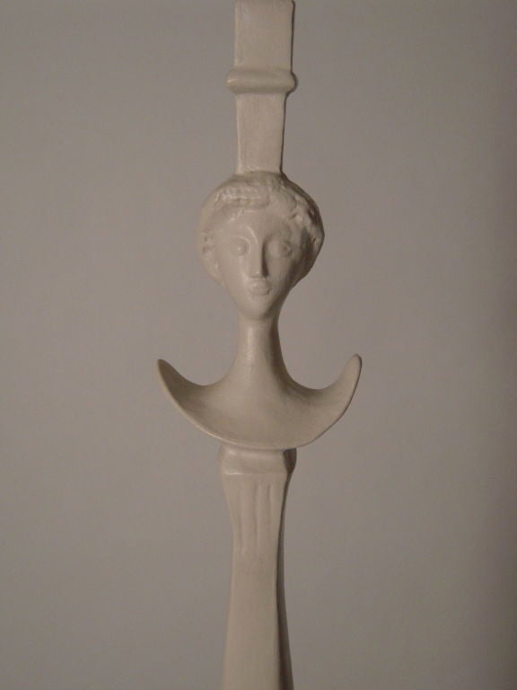 Plaster figural floor lamp after Diego Giacometti's 'Tete de Femme