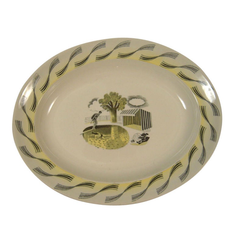 A RARE ERIC RAVILIOUS 'GARDEN SERIES' PLATTER, 12 3/4" W