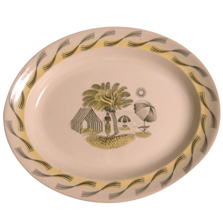 A RARE ERIC RAVILIOUS 'GARDEN SERIES' PLATTER, 14 1/2" W