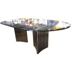 Double Chrome Pedestal Dining Table