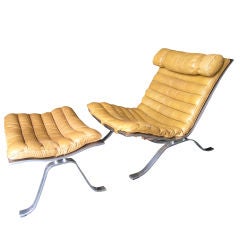 Leather Lounge Chair and Ottoman by Arne Norell