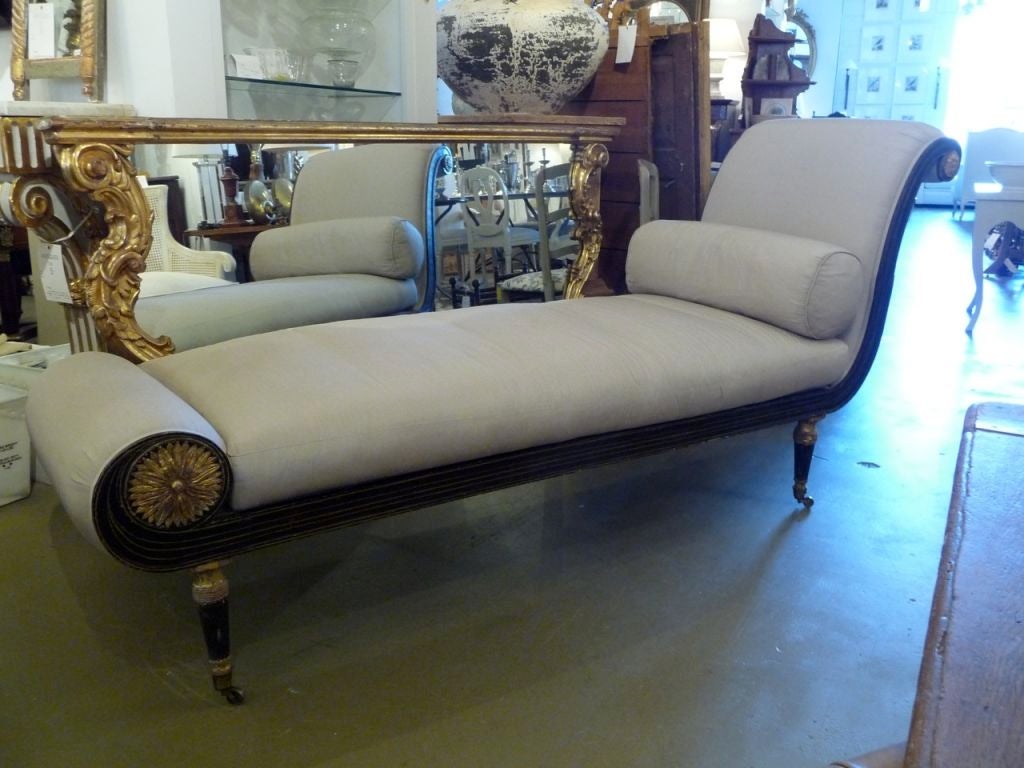 Regency 19th Century English Paint and Gilt Daybed