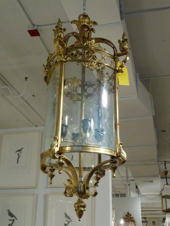 Round bronze hanging lantern