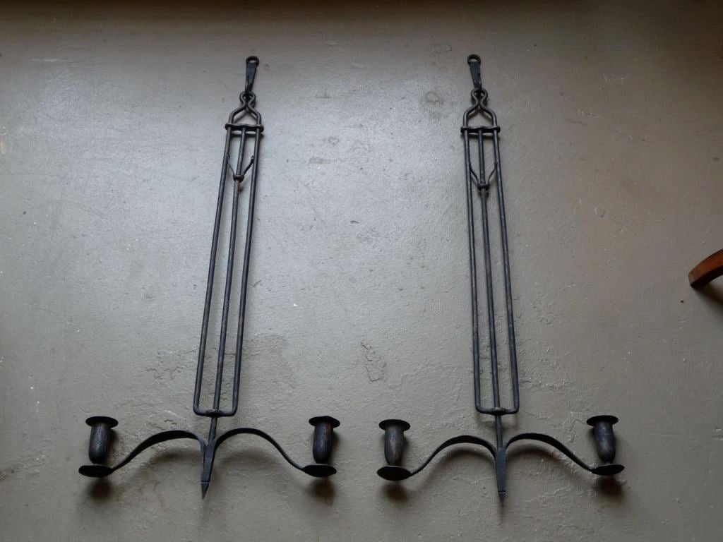 Pair of two arm hanging chandeliers/pendants
