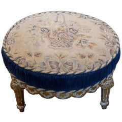 19th Century Round Louis XVI Style Giltwood Footstool