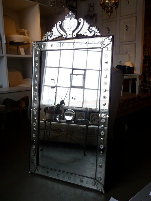 French 19th Century Venetian Mirror with Crest