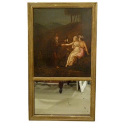 19th Century Trumeau Mirror with Oil Painting