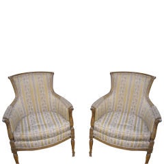 Pair Directoire Style Painted Bergeres